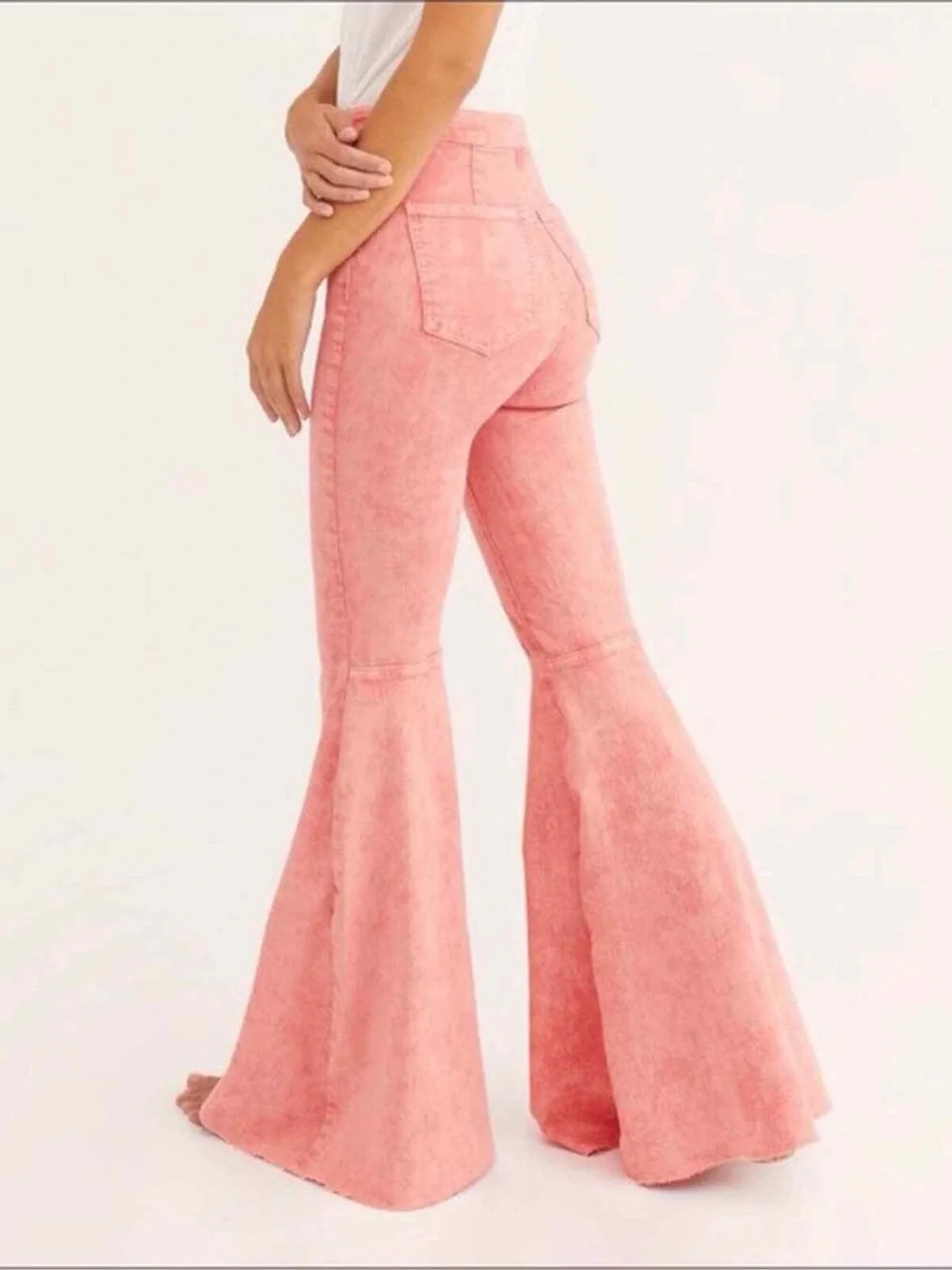 Free People We The Free Pink Acid Wash Bell Bottom Flare Jeans | Size 25